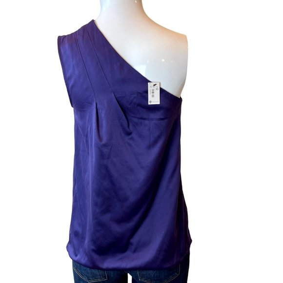 NWT The Limited Women One Shoulder Blouse Top Sleeveless Dark Purple Size XS - Picture 2 of 7